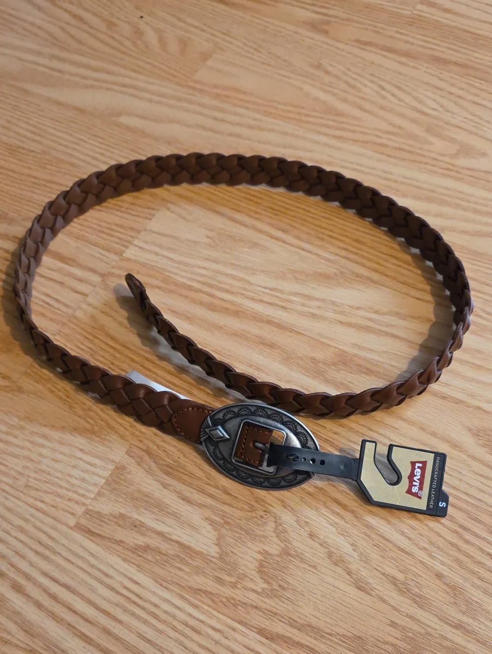 Levi's Brown Braided Leather Belt with Decorative Western Buckle